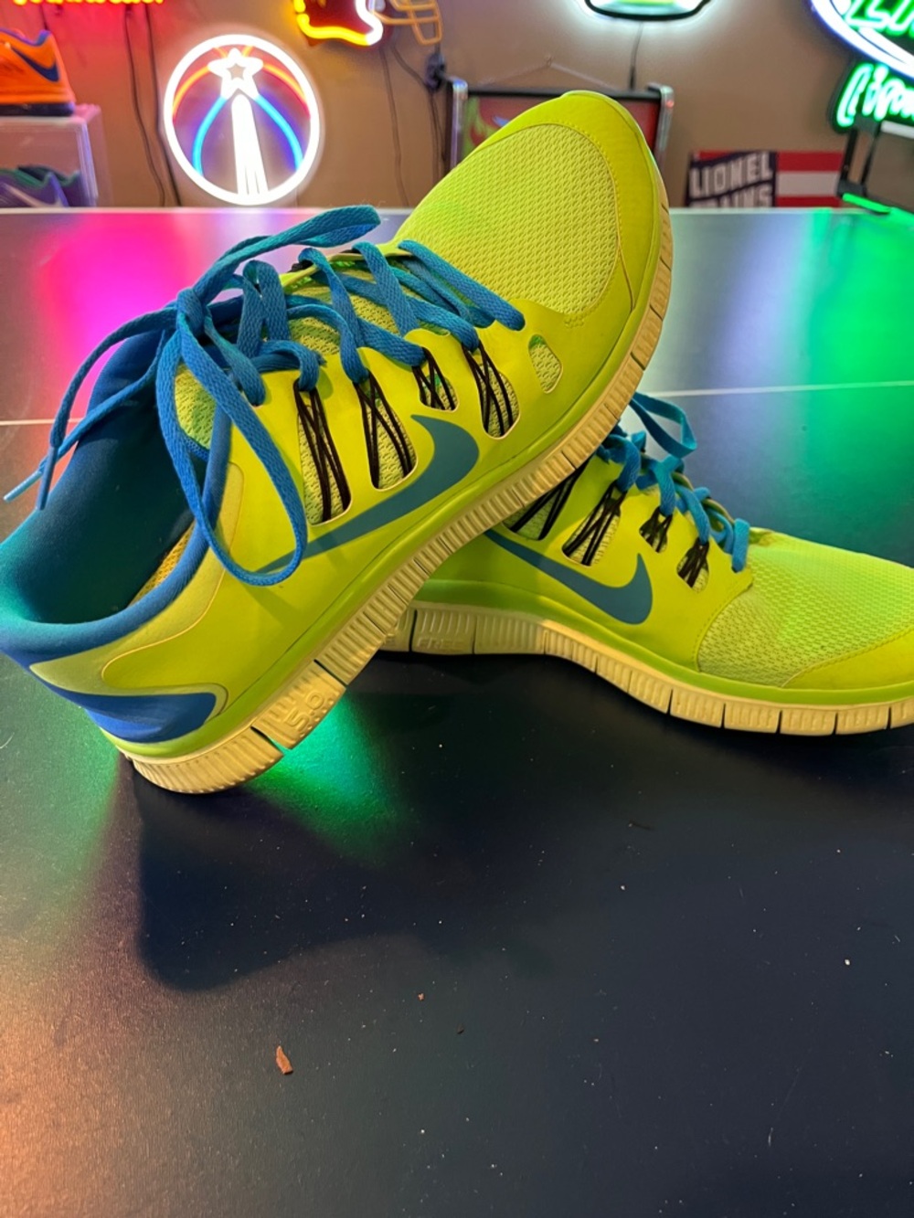 Nike Free 5.0 Bright Neon and Blue Running Trainers